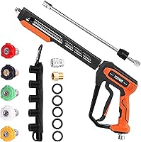 FIXFANS 5000 PSI Pressure Washer Gun Kit with Wand Extension, 5 Nozzles, M22 Fitting & 1/4" Quick Connect - Fits Simpson, Generac, Sun Joe