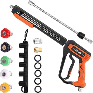 FIXFANS 5000 PSI Pressure Washer Gun Kit with Wand Extension, 5 Nozzles, M22 Fitting & 1/4" Quick Connect - Fits Simpson, Generac, Sun Joe