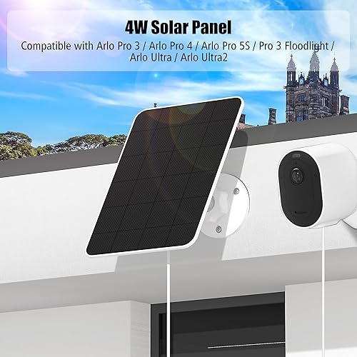 Miniatura 2 de Cargador de panel solar compatible con Arlo Pro 3Pro 4Pro 5SPro 3 FloodlightUltraUltra2, carga de paneles solares de 5 V 4 W, IP66 resistente a la