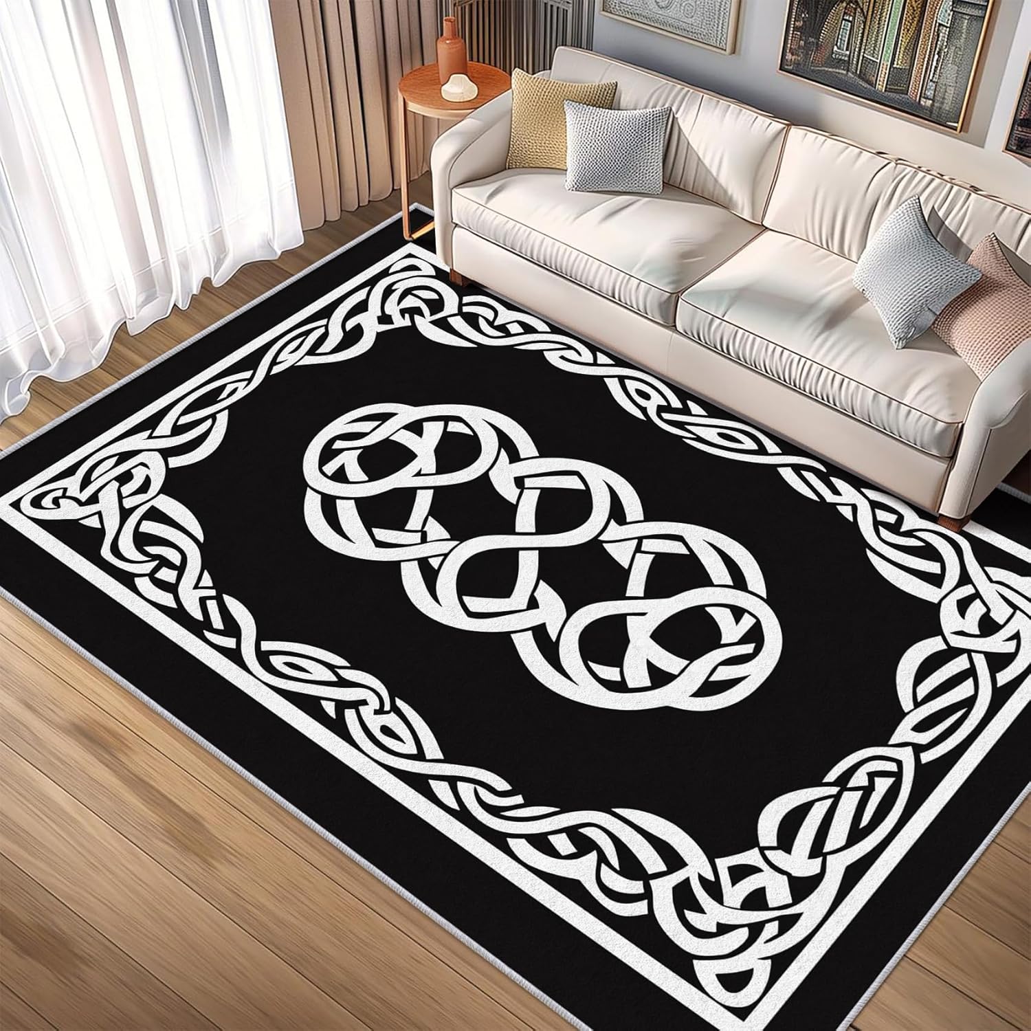 Celtic Rug 2x3 Throw - Celtic Knot Rugs for Entryway, Bedroom, Home Decor - Viking Area Rug - Vintage Indoor Door Mat - Washable & Non Slip