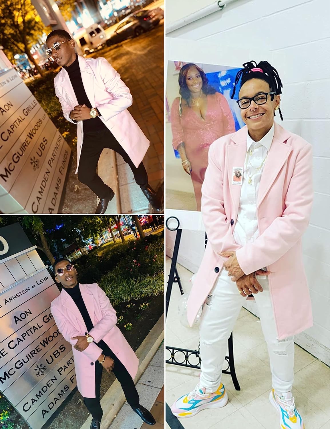 Springrain Men's Wool Blend Pea Coat Notched Collar Single Breasted Overcoat Warm Winter Trench Coat - Image 5