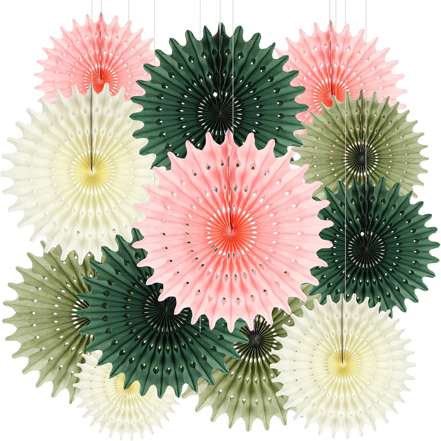BestoFun 12PCS Orange Red Paper Fans Fall Party Decorations Tissue Paper Flowers Decorations for Girl Groovy Birthday Baby Shower Wedding Autumn Halloween Thanksgiving Room Wall Hanging Décor