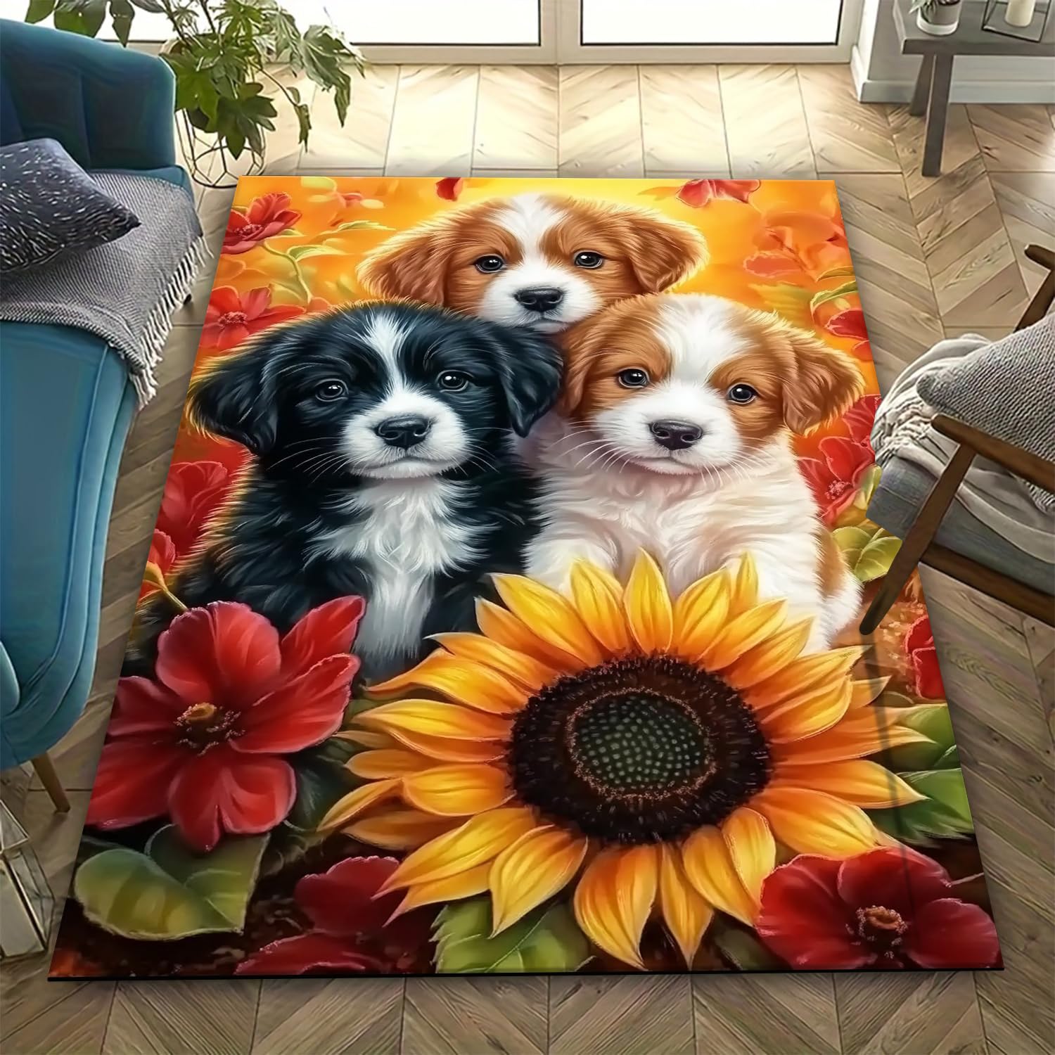 Tapis de chambre animal chien 3D en mousse à mémoire douce 200 x 300 cm