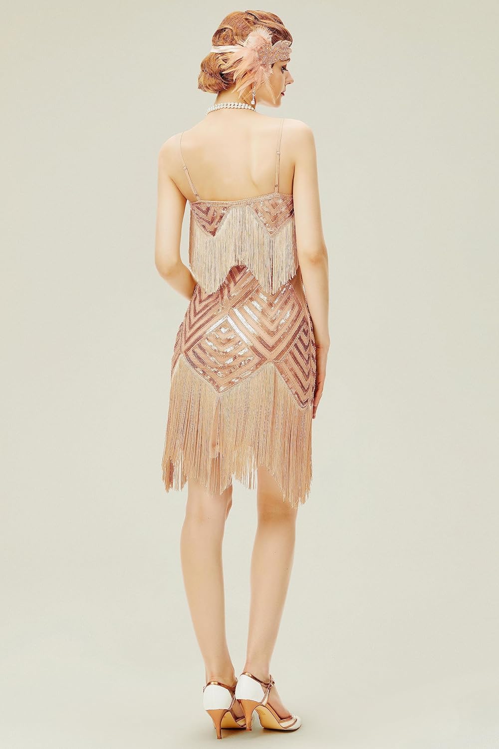 BABEYOND Women's 1920s Flapper Dress V Neck Slip Dress Roaring 20s Great Gatsby Dress for Party - Image 2