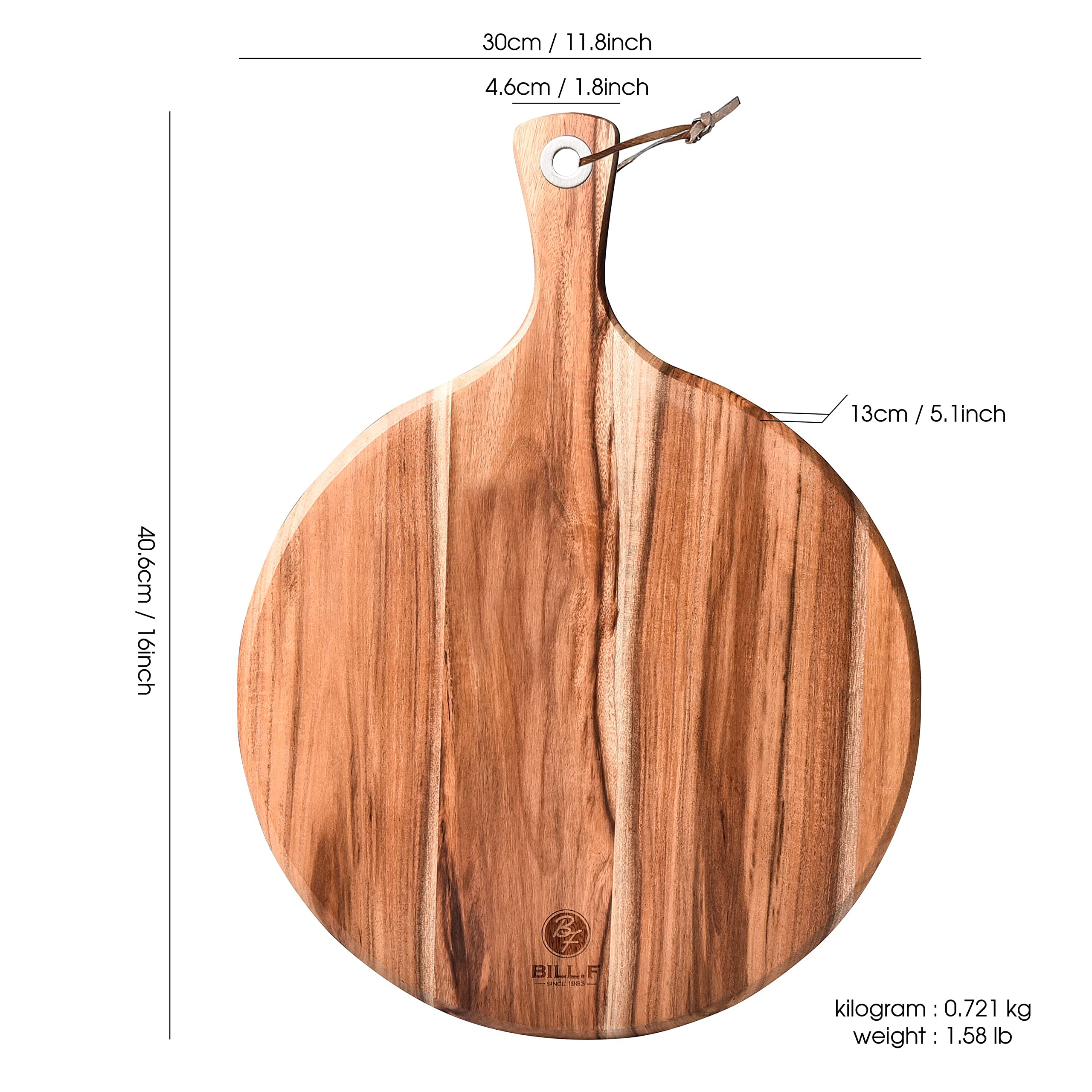 Resafy Round Cutting Board, Exquisite Non-Splicing Acacia Wood Cheese