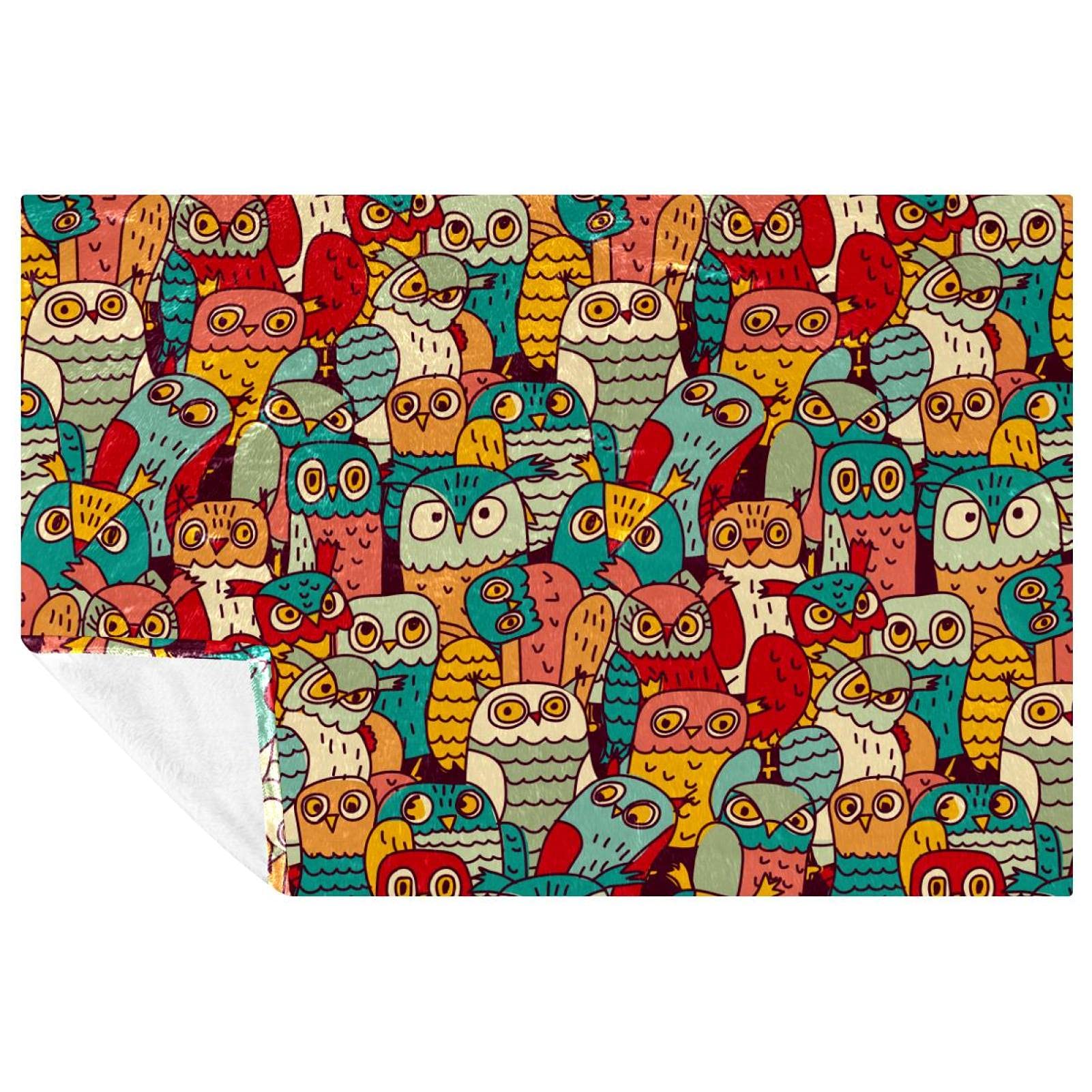 Couverture hibou chaude pour pique-nique, camping et soirées sur le canapé