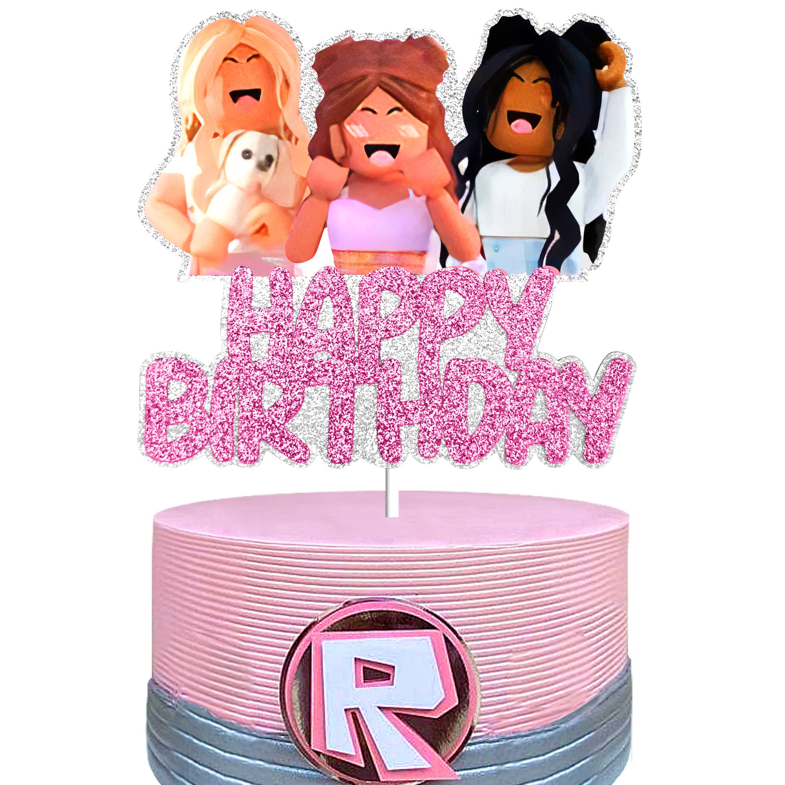 Girl Gamer Cake Topper - Video Game Birthday Decor, Glitter Cardstock, Pre-Assembled - View #9