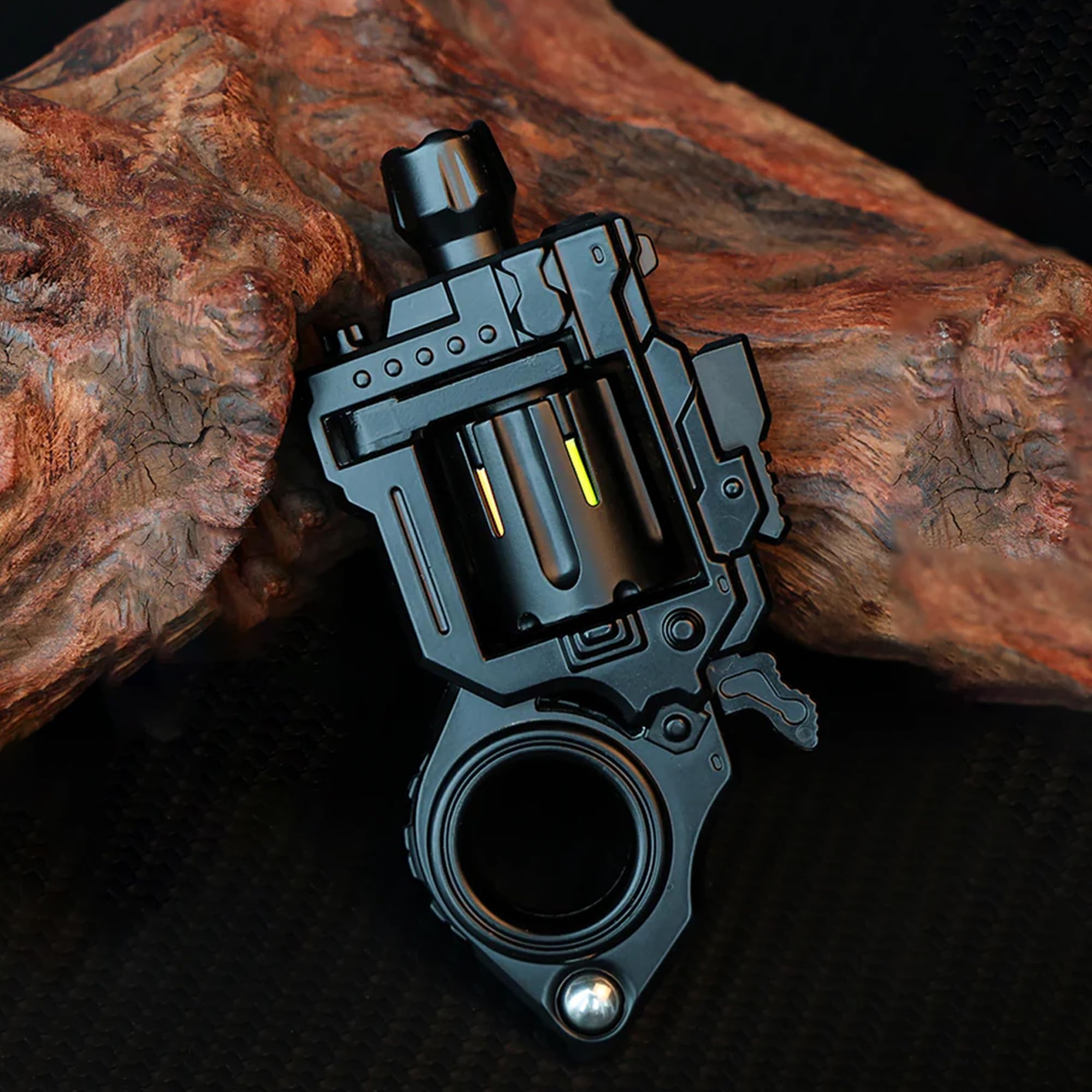 Metal Fidget Toys Adults Gun: Decompression EDC Fidget Spinner, Cool Stress Relief Spinner Ring for Finger, Best Steel Mini Toy Gift for Men (Black)