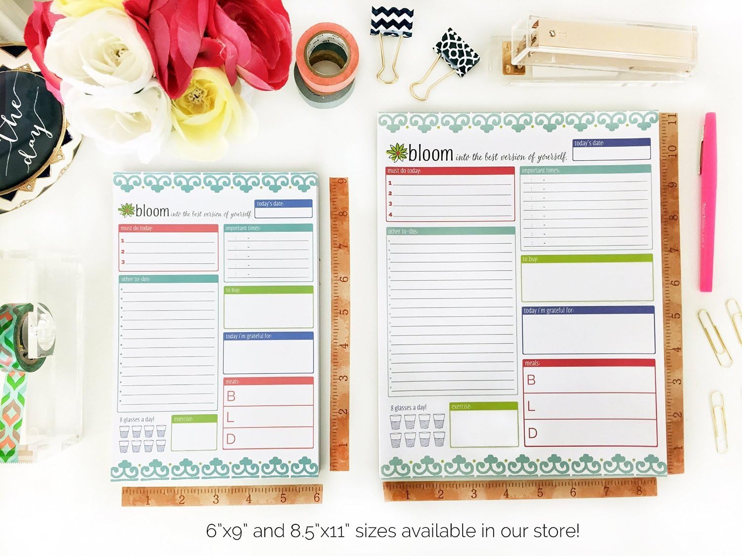 bloom daily planners Planning System Tear Off To Do Pad - Teal Daily Planner To Do Pad 6" x 9"