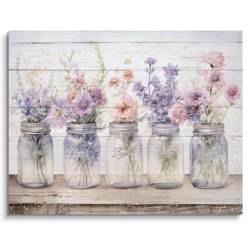 Farmhouse Decor Wall Art Purple Pink Flowers Painting Prints Watercolor