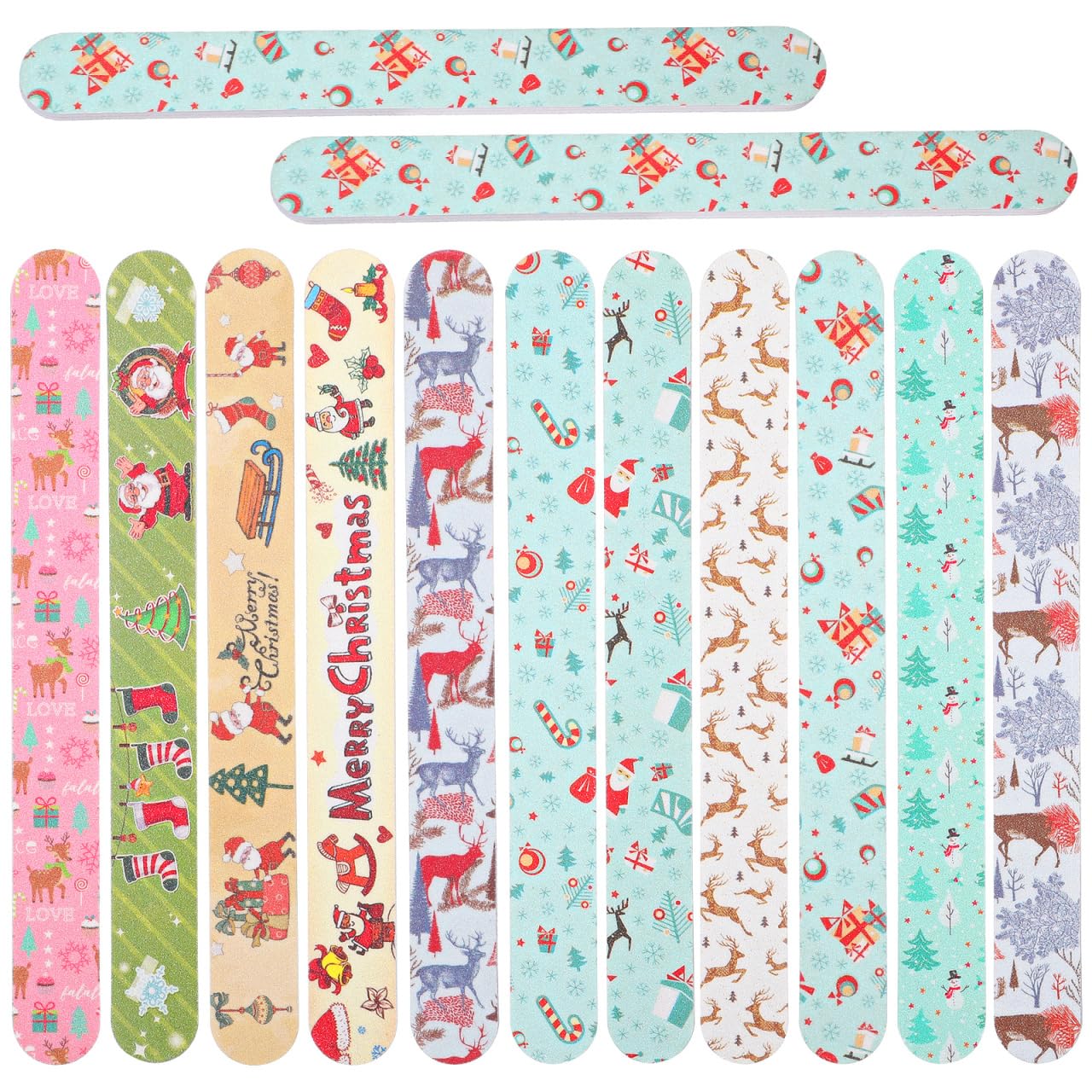 Beavorty 24 Lime per Unghie Natalizie Natale kit manicure,Natale lima per unghie Tavole per Levigatura per Unghie a Doppia Faccia Strumenti per Lucidare Manicure per Donne E Ragazze (Stile Casuale)