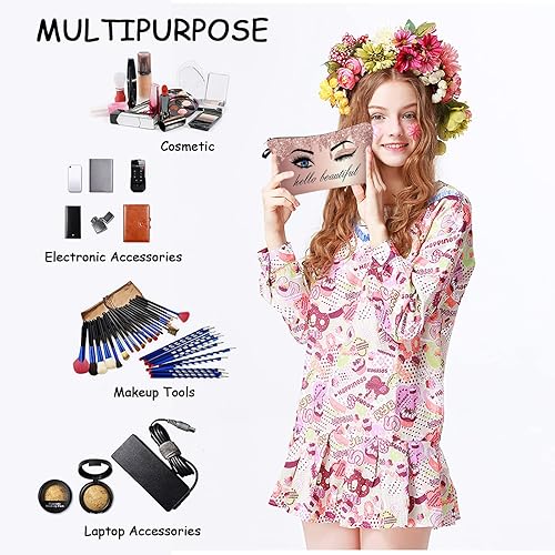 Miniatura 9 de Bolsa de maquillaje para bolso, bolsas de cosméticos para mujer, regalo inspirador para mujer, pequeña bolsa de cosméticos divertida, bolsa de viaje