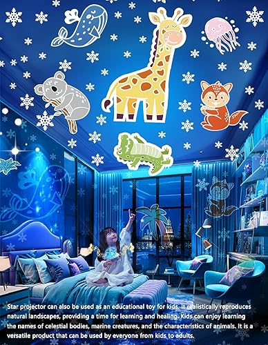Miniatura 6 de 21 juegos de películas, luz nocturna para dormitorio de niños, techo, control remoto y altavoz Bluetooth, luz nocturna para bebé, proyector de