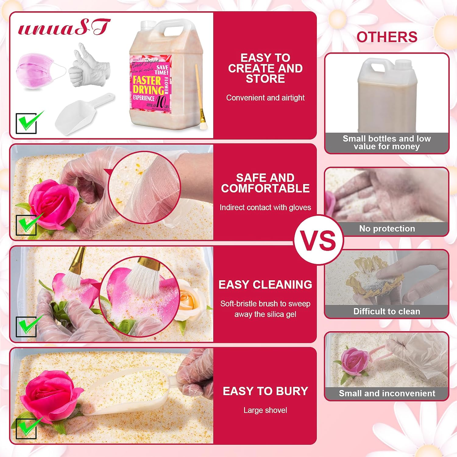 Silica Gel Flower Drying, 10 LBS Flower Drying Silica by Reusable, Silica Gel Crystals Flower Drying for Wedding Bouquet Preservation, Color Indicating Silica Gel Beads for Drying Flowers - Image 5