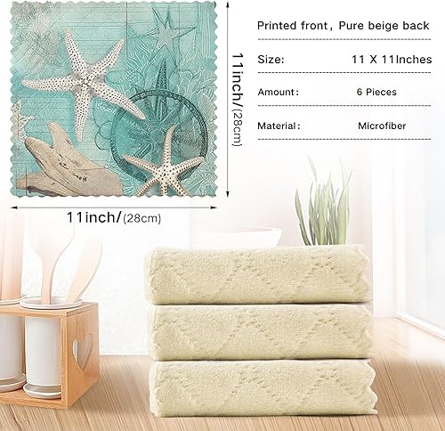 Miniatura 3 de Saco de harina de coral con estrellas de mar, toallas de cocina, fregadero, paños de cocina, toallas absorbentes de otoño, toallas de mano de cocina