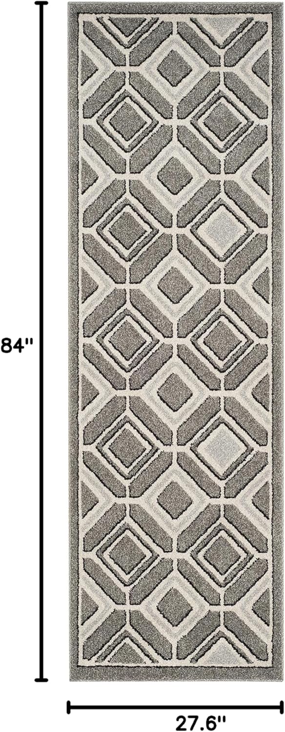 SAFAVIEH Amherst Collection Runner Rug - 2'3" x 7', Grey & Light Grey, Mid-Century Modern Design, Non-Shedding & Easy Care, Ideal for High Traffic Areas in Living Room, Bedroom (AMT433C)