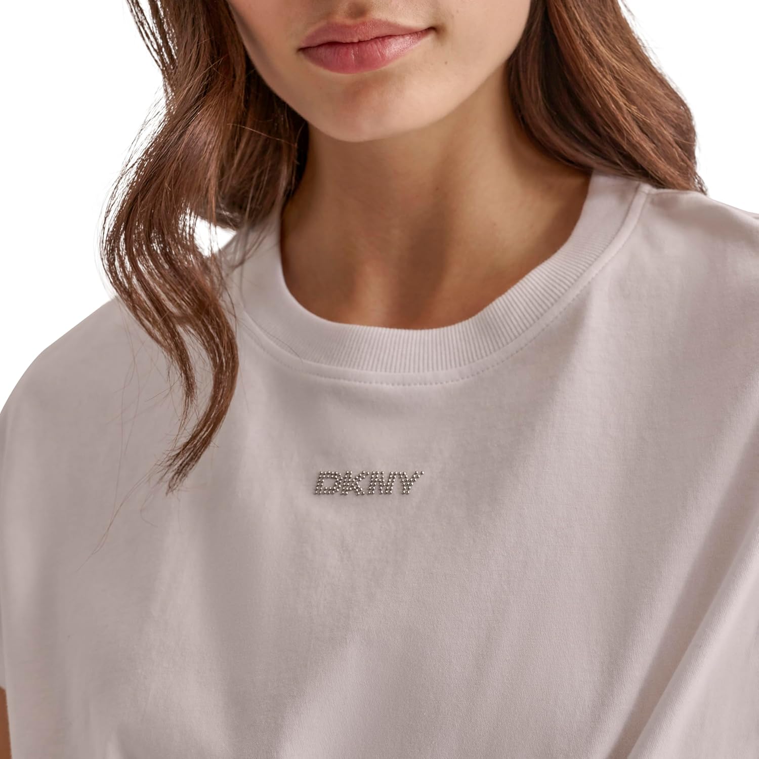 DKNY Womens Short Sleeve Crew Neck Knot Front T-Shirt - Image 5