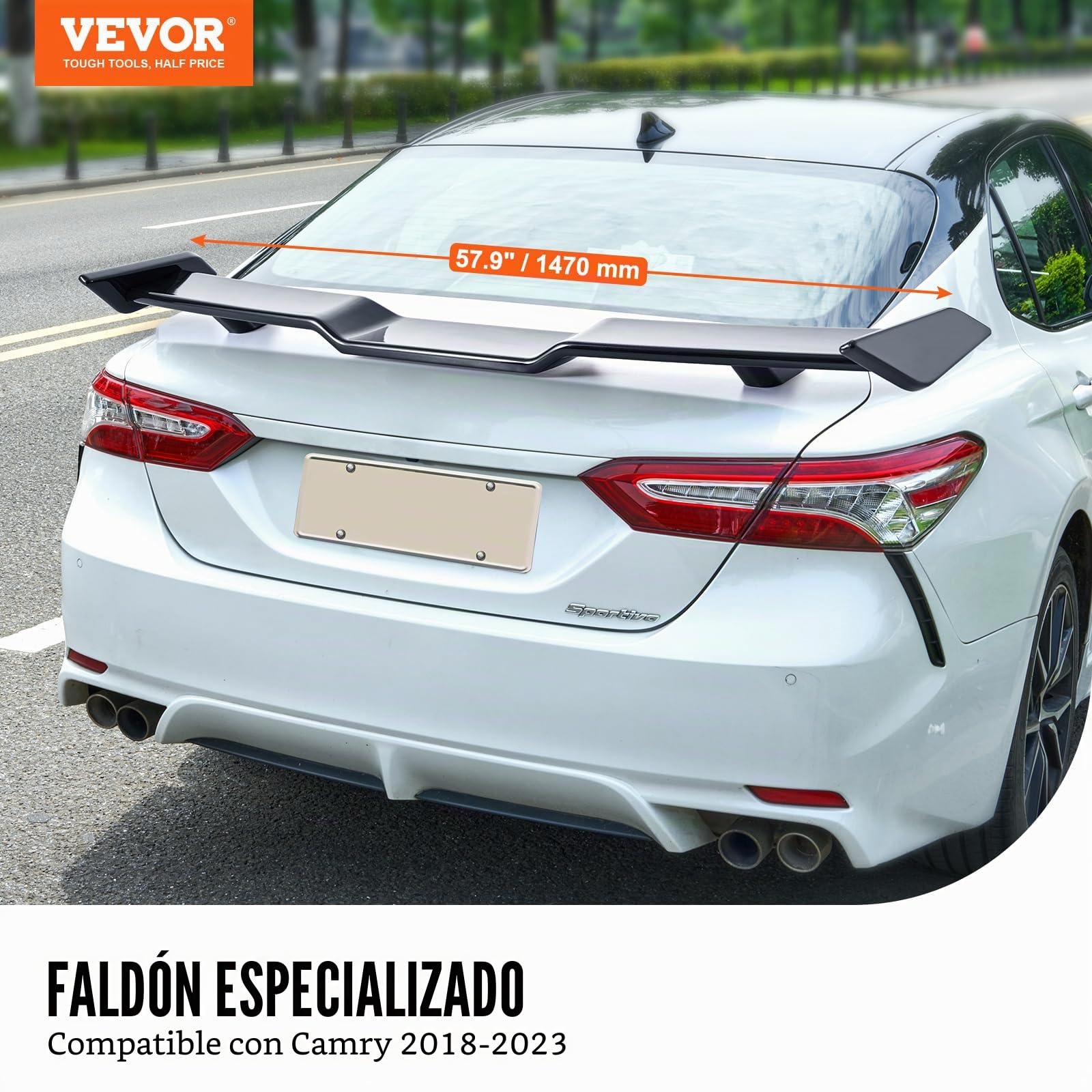 VEVOR Alerón de Coche Alerón de 1470 x 315 x 105 mm, Modelo Compatible con Camry 2018-2023, Material ABS de Alta Resistencia, Pintura para Hornear, Alerones de Carreras para Coches, Negro Brillante