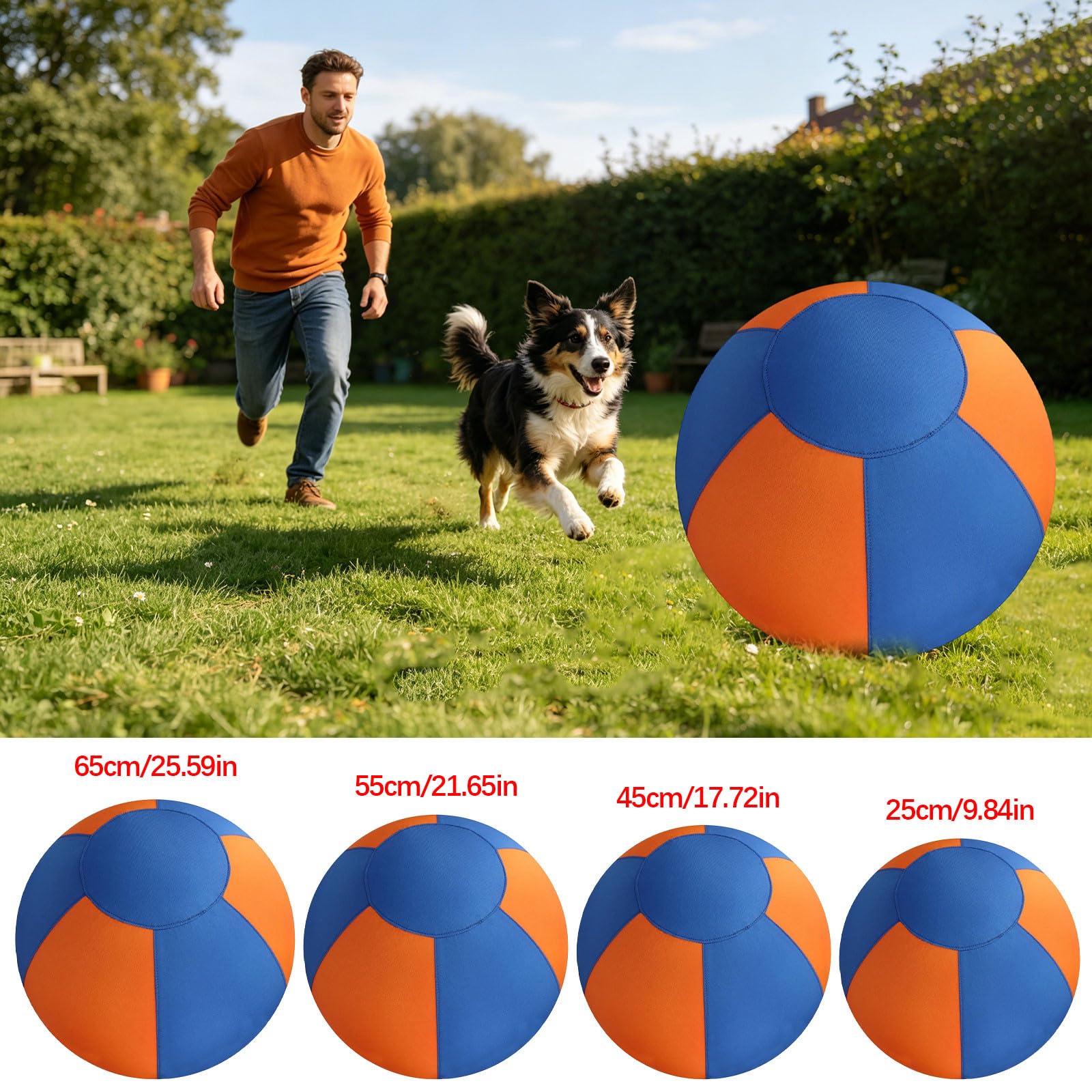 Generisch Herding Ball für Hunde Bissfest, Interaktiver Hundespielzeugball, Hütespielball Hundespielzeug Groß für Hütehunde, Robuster Hundeball, Geeignet für Garten, Pool