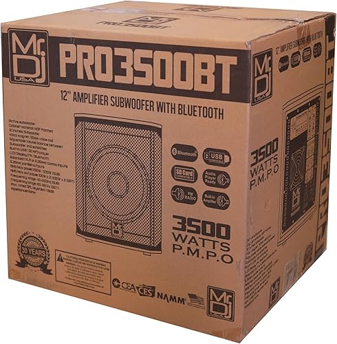 Miniatura 2 de Mr. Dj USA PRO3500BT 12" 3500W Pro Subwoofer amplificado con alimentación activa Bluetooth USB PA DJ Sub