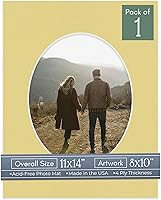 Vista 88 de CountryArtHouse Marco ovalado de 11 x 14 pulgadas, sin ácido, con núcleo blanco, corte biselado para fotos de 8 x 10 pulgadas, se adapta a marcos