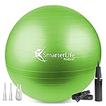 SmarterLife Exercise Ball Yoga Ball for Fitness, Balance, Stability, or Pregnancy, Gym Ball for Core Workout, Physical Therapy, Yoga Ball Chair for Office, Anti-Slip Anti-Burst (45 cm, Lime)