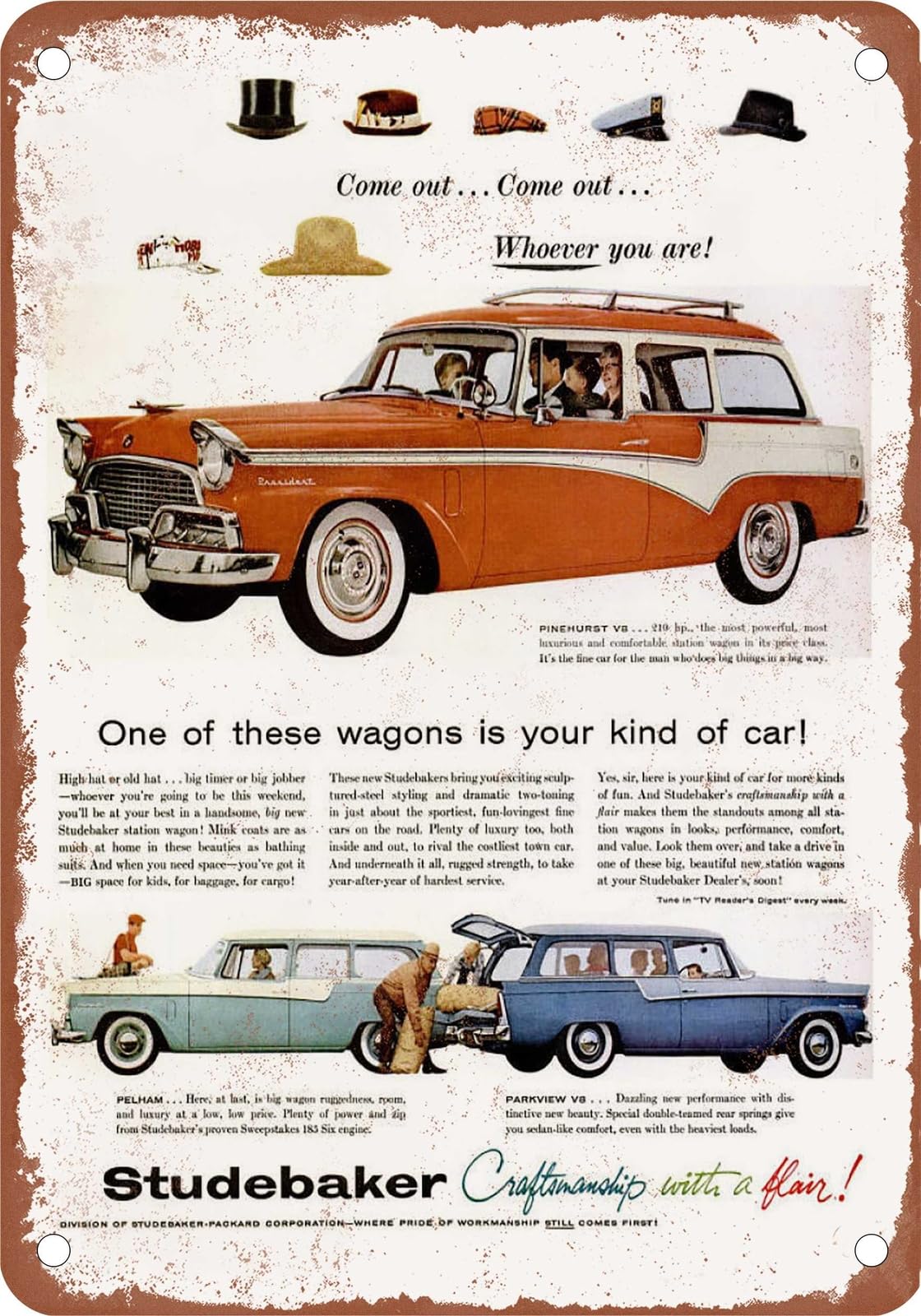 Miaomansenstore Metal Sign - 1956 Studebaker Vintage Ad 04 - Old Retro Rusty Look Home Decor