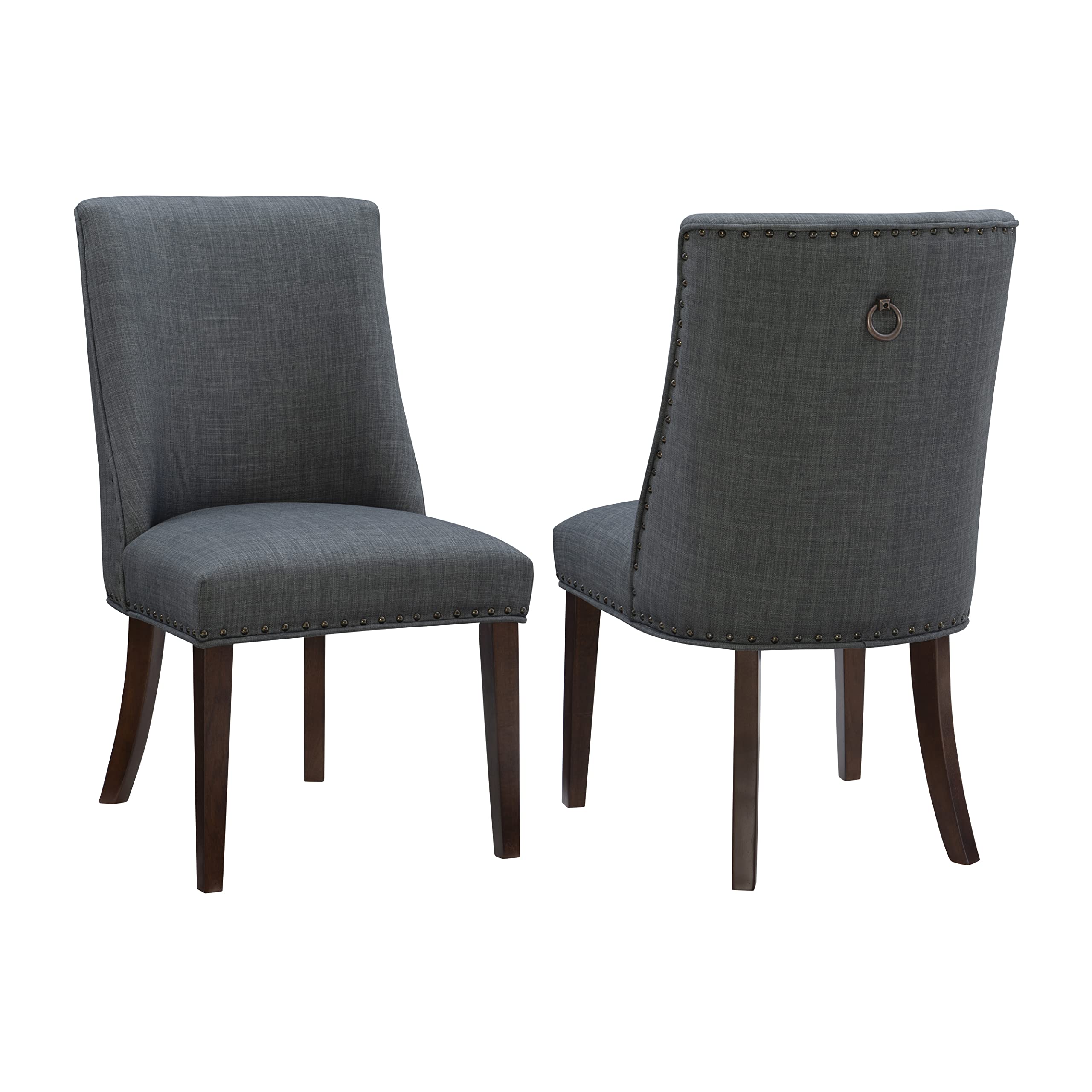 Powell Company Set of 2 Upholstery by Powell Parnell Dining Chair, Grey/Espresso