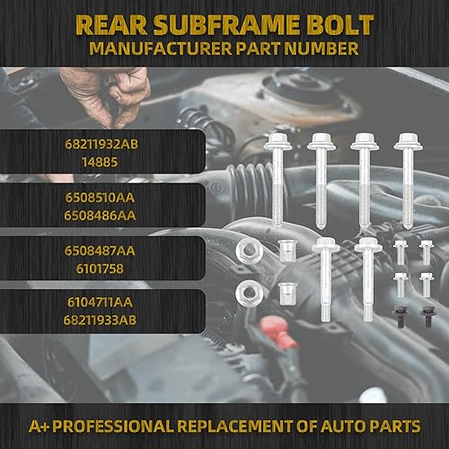 Miniatura 2 de Dasbecan Kit de pernos de bastidor auxiliar para travesaño trasero compatible con Jeep Compass Patriot 2007-2017 Pernos de bastidor trasero