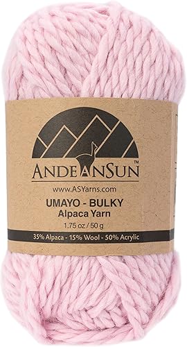 Miniatura 2 de (3 madejas preciosas pequeñas) Mezcla de hilo de alpaca Umayo 165 yardas en total rosa peonía, 5 voluminosos