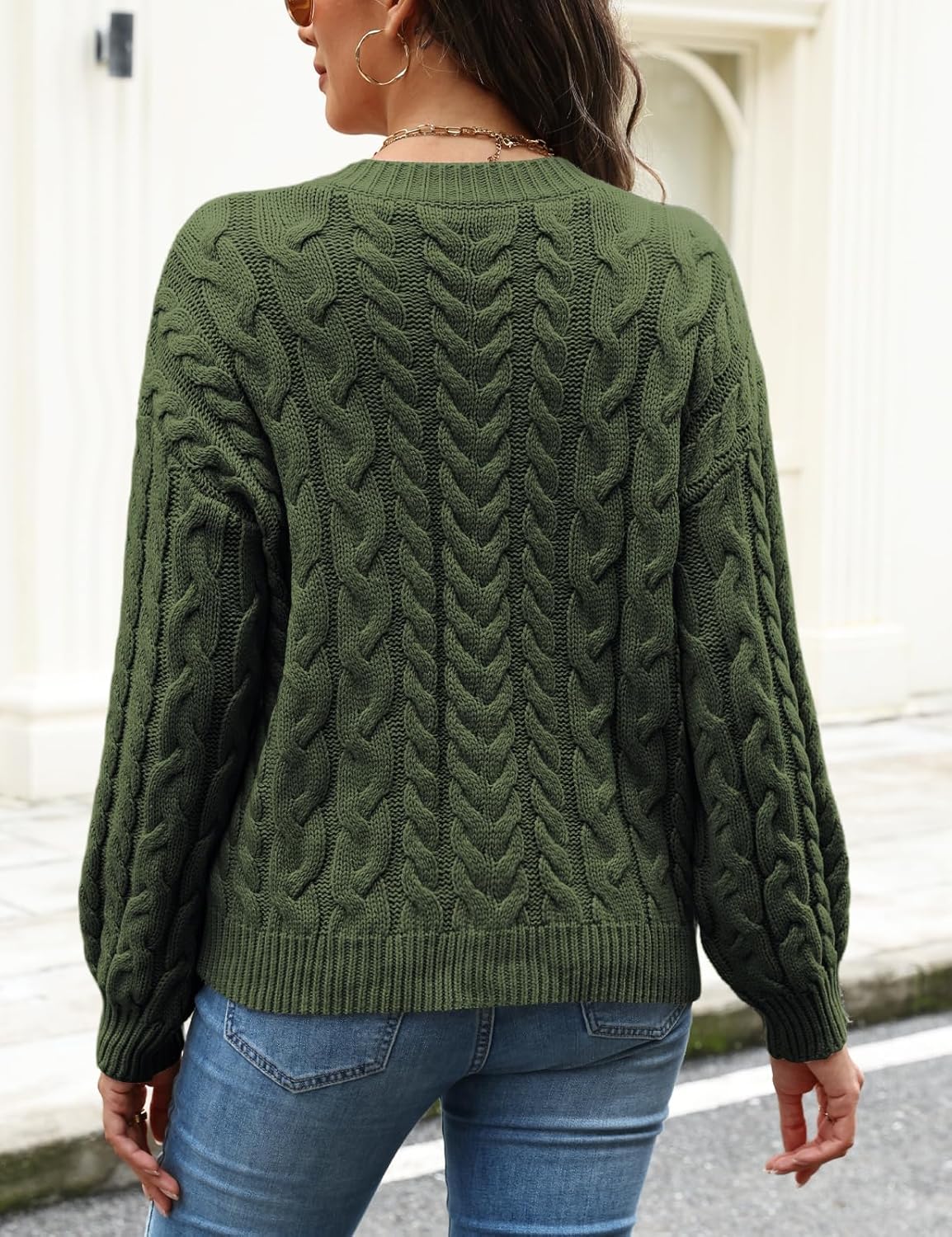 VIMPUNEC Fall Cardigan Sweaters for Women Casual Cable Knit Button Down Jackets Long Sleeve Open Front Outwear Coats - Image 2