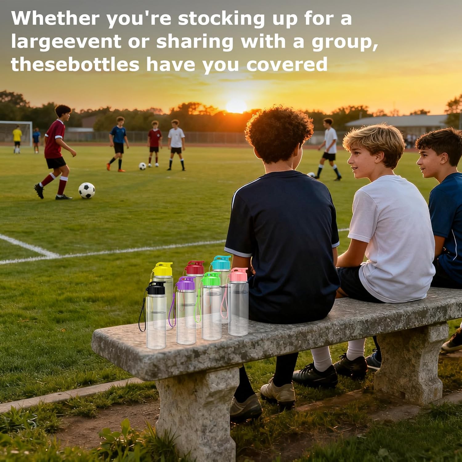 30 Pack Water Bottles Bulk 18.5oz Plastic Sports Water Bottles Bulk Leak Proof with Pull Top Cap Reusable Large Bottles for Gym Travel Office School Classroom Prizes Goodie Bag - Image 4