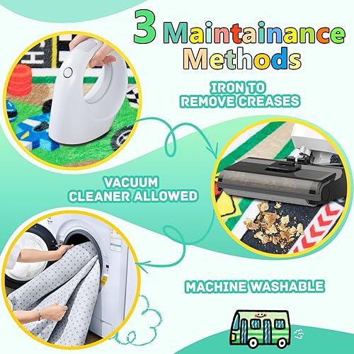 Miniatura 6 de Alfombra para niños, alfombra de juego para bebé, pista de carreras, ruta envolvente en cascada 3D realista, alfombra de 5 x 7 pies para sala de