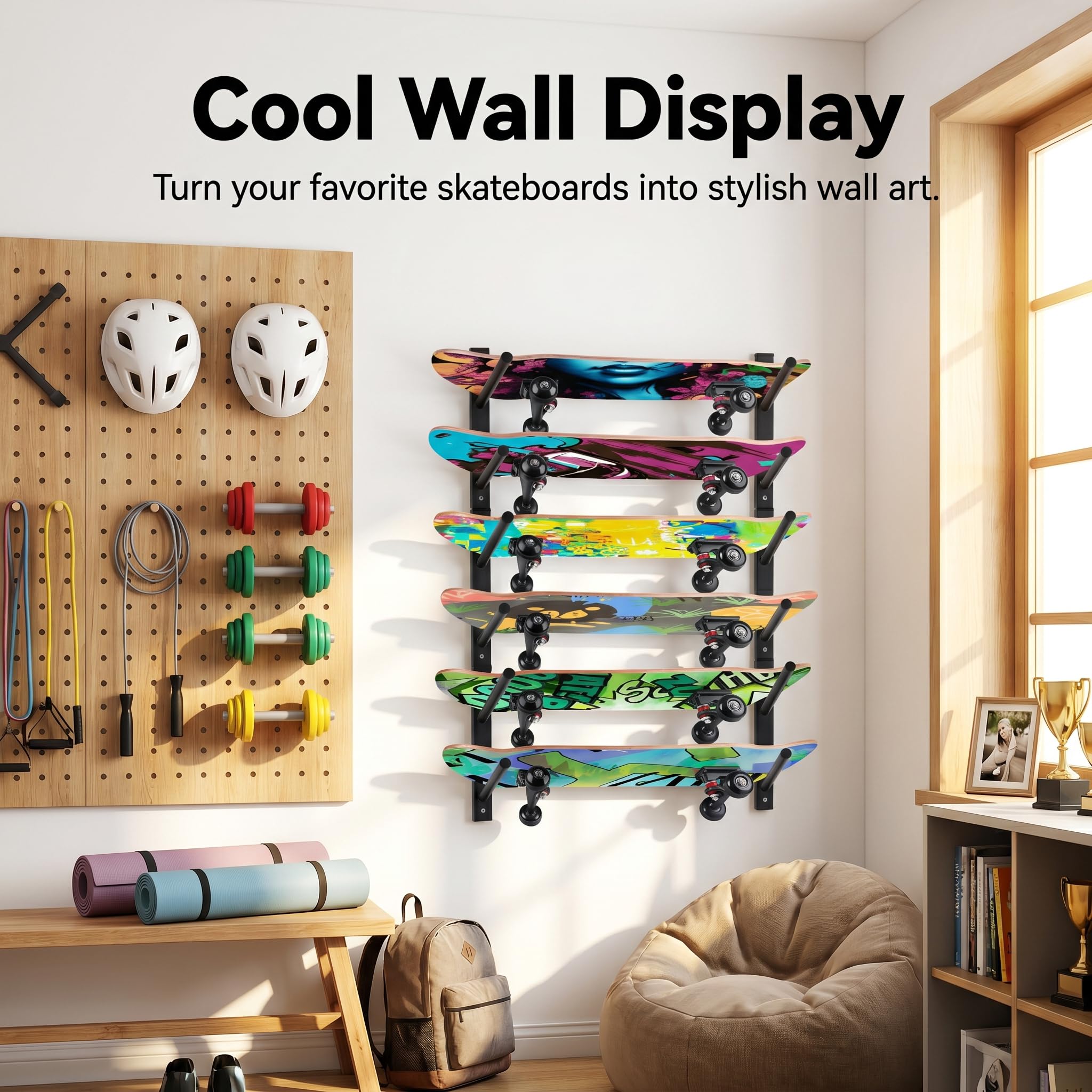 Soporte de Pared para Monopatín, Snowboard y Longboard - Bijun