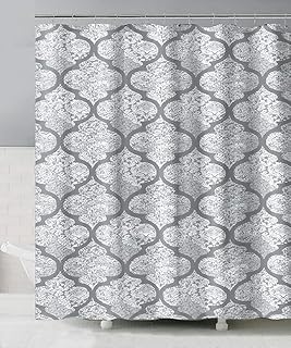 BH Home 13 Piece Printed Geometric Design Canvas Shower Curtain Set! Mad...