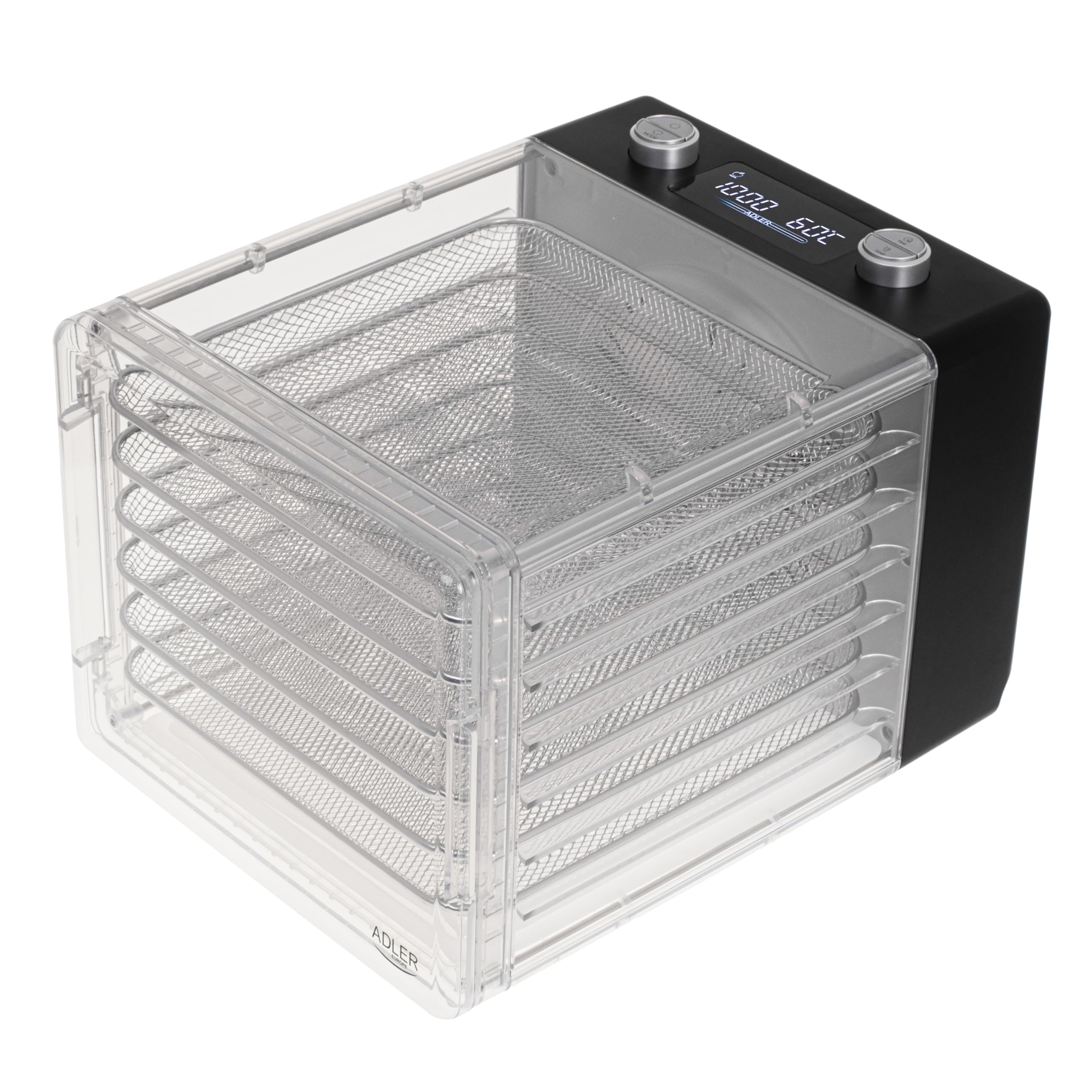 Adler Deshidratador de Alimentos Digital AD 6660, 6 Bandejas de Malla, Ventilador de Circulación, Pantalla LCD, Control de Temperatura y Tiempo