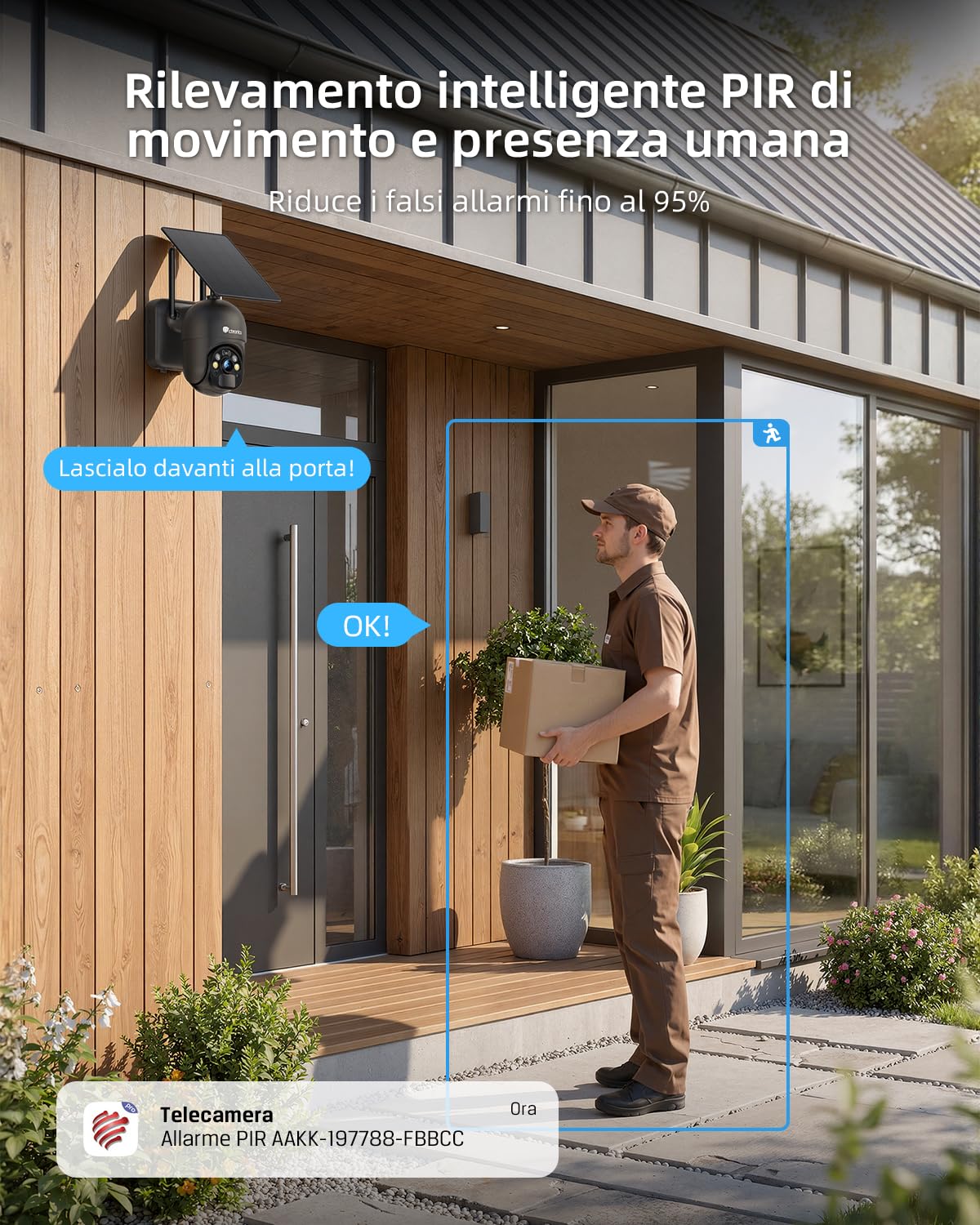 Ctronics 2K 3MP Telecamera Wifi Esterno a Batteria, 100% Senza Fili PTZ Telecamera con Pannello Solare Pan 355°/Tilt 95° Radar PIR Doppia Modalità di Rilevazione e Audio Bidirezionale IP66 | 100% Senza Fili,PTZ con Pannello Solare,Pan 355°/Tilt 95°,Radar