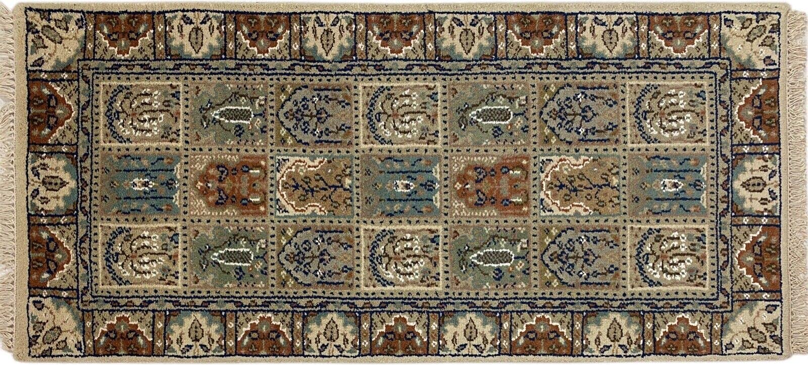 Beżowy dywan wełniany, ręcznie tkany dywan orientalny 100% żywa wełna 70 x 150 cm B01