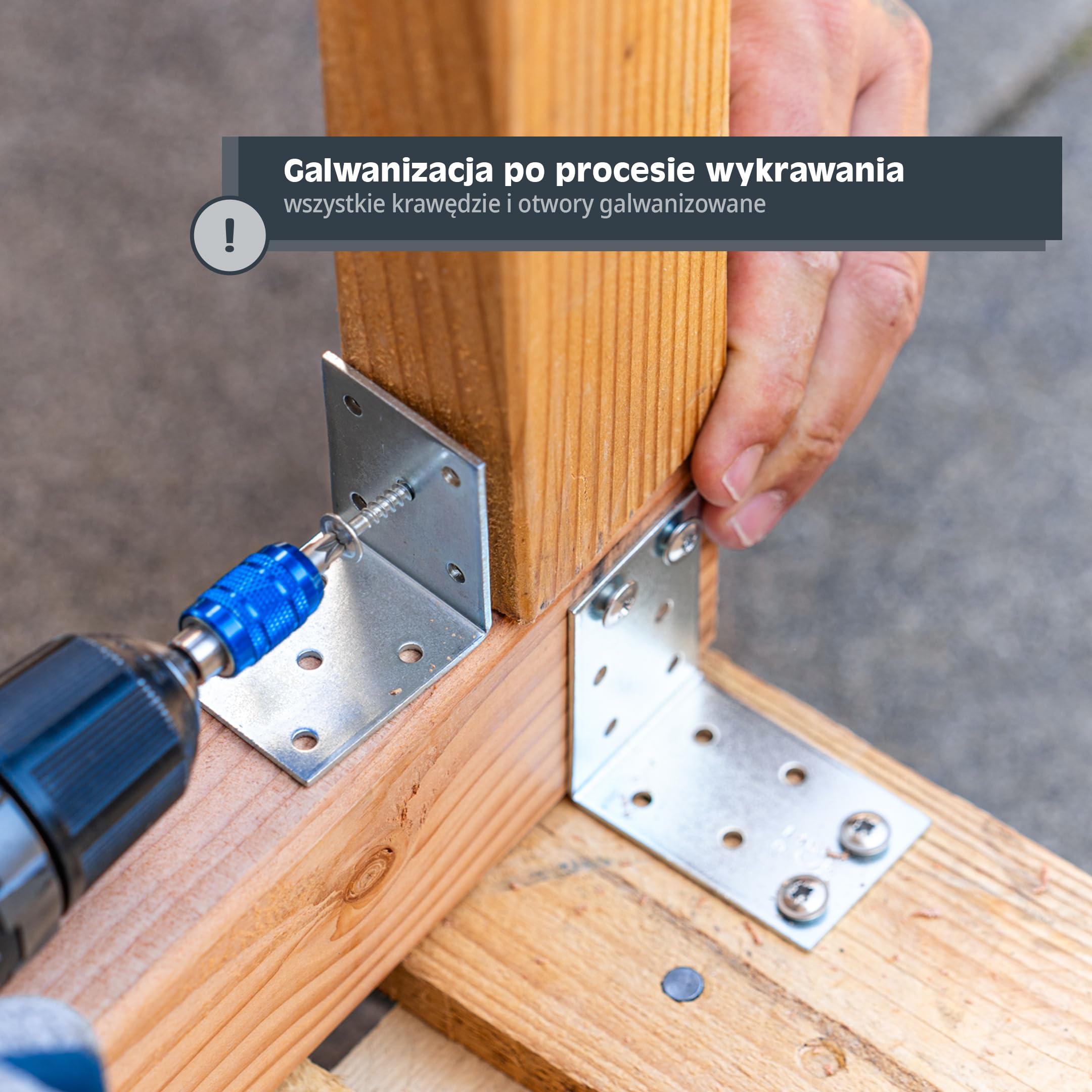 HELPMATE – Kątownik perforowany 80x80x80 mm – 12 sztuki – ocynkowany | Niebieskie, pasywowane łączniki do drewna – zabezpieczone przed korozją, z nawierconymi otworami i łatwe w montażu