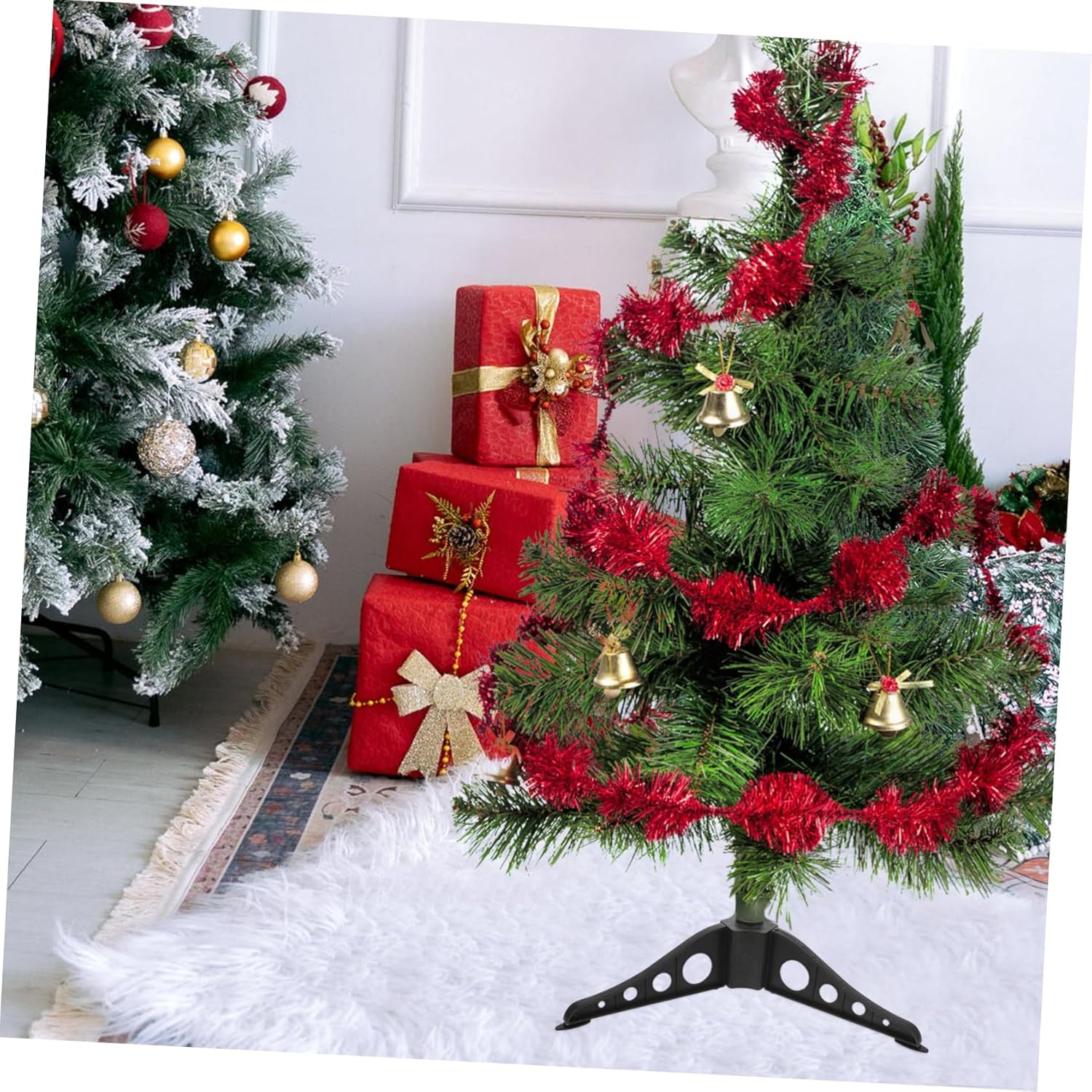 4Pcs Artificial Xmas Tree Base Holder Stand for Christmas Trees Stable Support Sleek Design for Holiday Decorations
