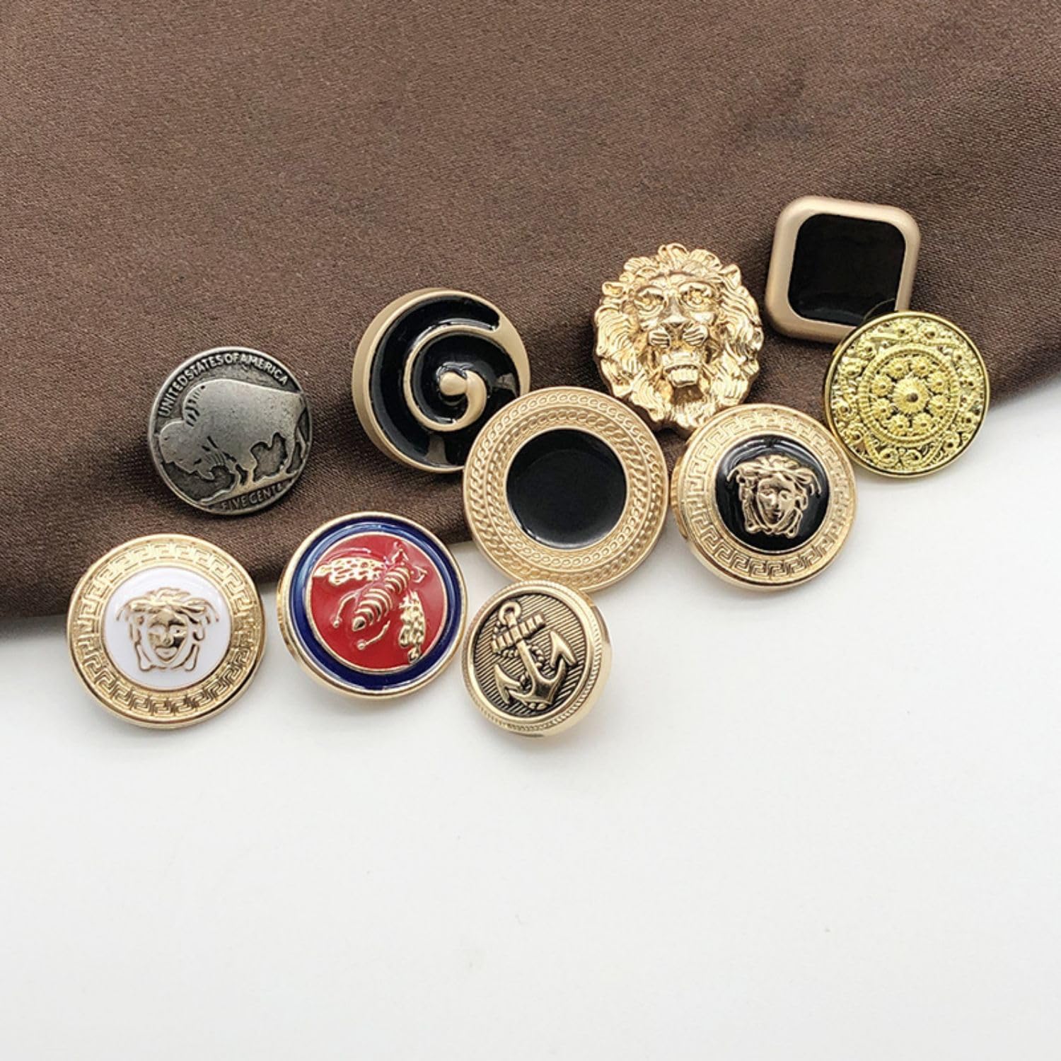 5 Pcs/Lot Gold Metal Button Cloth Buttons Round Scrapbook Decoration(Black Round,25mm) image 4