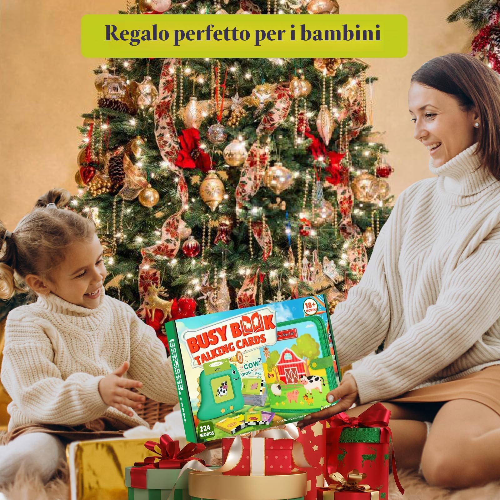 Busy Book with Talking Flash Cards per Bambini Piccoli Farm Busy Board Giocattolo Montessori per Bambini di 1 2 3 Anni Attività di Apprendimento Prescolare Giocattoli da Viaggio（Versione inglese）