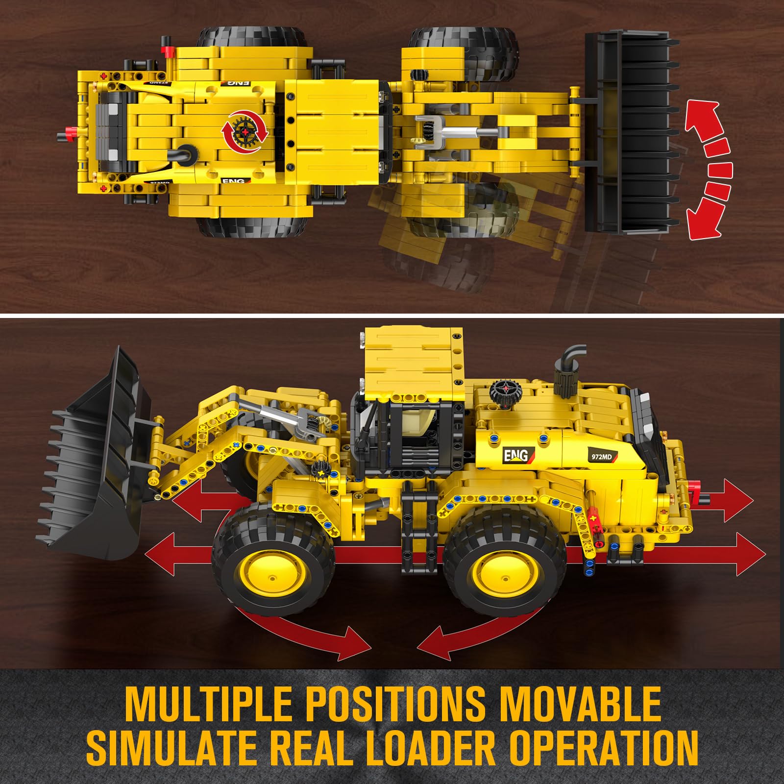 Mould King 17084 Tecnología Cargadora de Ruedas Bloques de Construcción - Vehículo de Construcción Juguete con Dirección de Doblez y Pala Móvil - Regalo de Cumpleaños Juguete para Bloques de