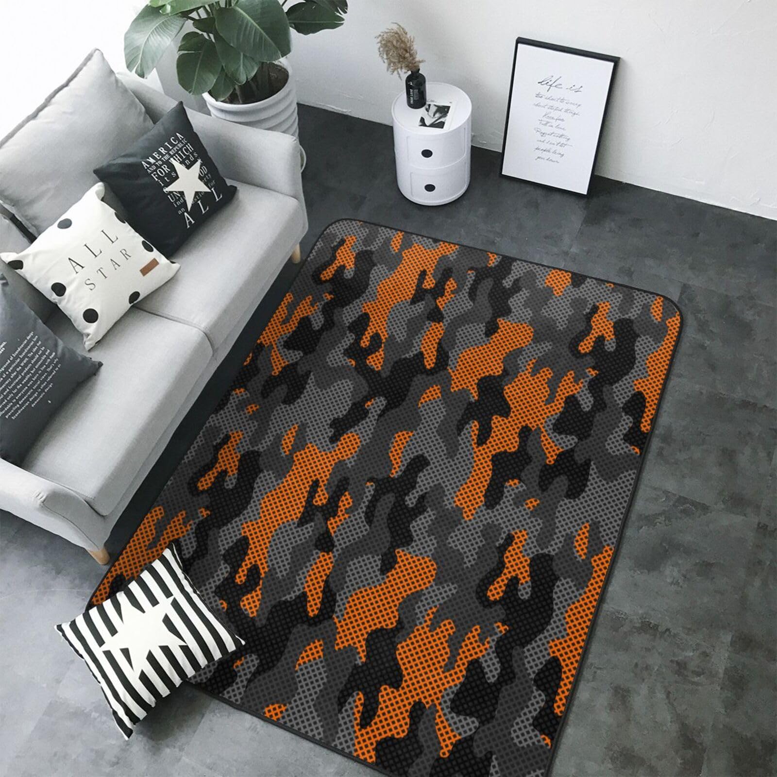 Tapis de salon doux lavable antidérapant grand format chambre bureau 203x147 cm