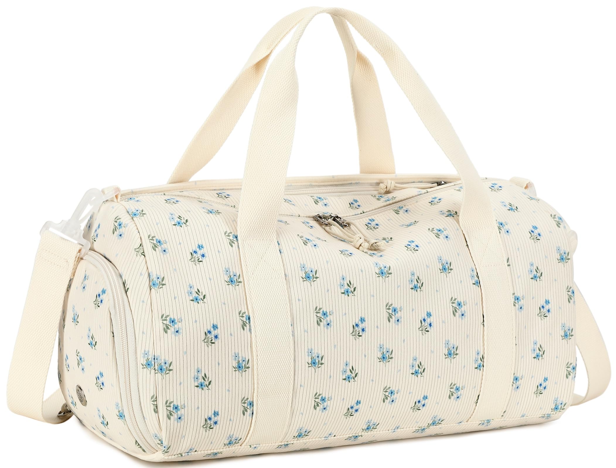 BTOOP Duffle Bag for Gym Sports Women Girls Workout Travel Bag Weekender with Shoe Compartment and Wet Pocket, Blue Flower, L, Duffle Bag â image 1
