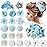 BBTO 21 Pcs Flower Hair Clip Rose Hair Clips Barrettes for Women Flower Accessories Boho Bride Claw Clip Hairpin Brooch Pin Headpiece for Wedding(White, Blue)