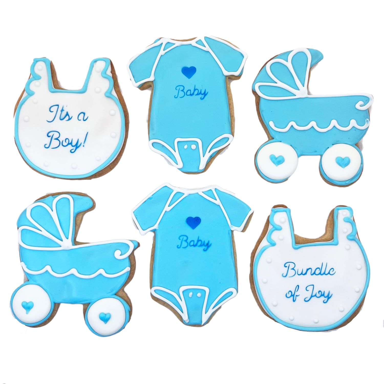 Baby Shower Bundle of Joy Cookies- 6 Decorated Crunchy Shortbread Cookies Individually Wrapped With Bow by BakersDozenToGo