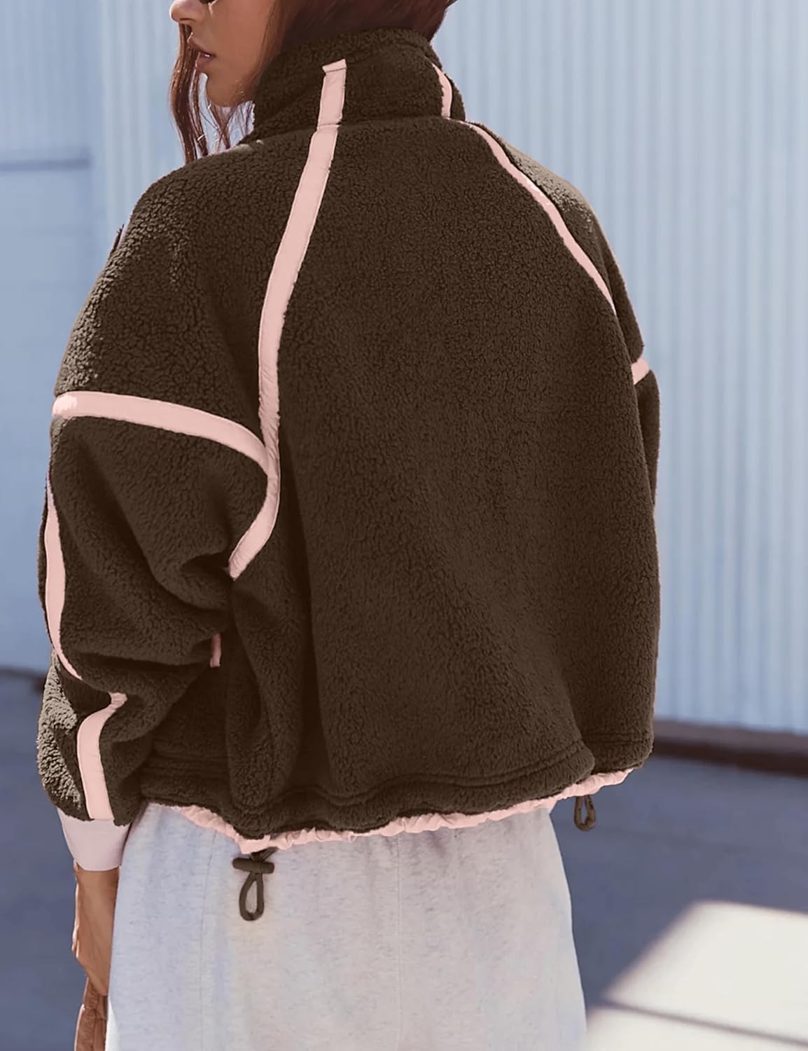 Aimiray Fleece Jackets Women Long Sleeve Zip Up Stand Collar Sherpa Jackets Warm Soft Trendy Teddy Outerwears with Pockets - Image 5