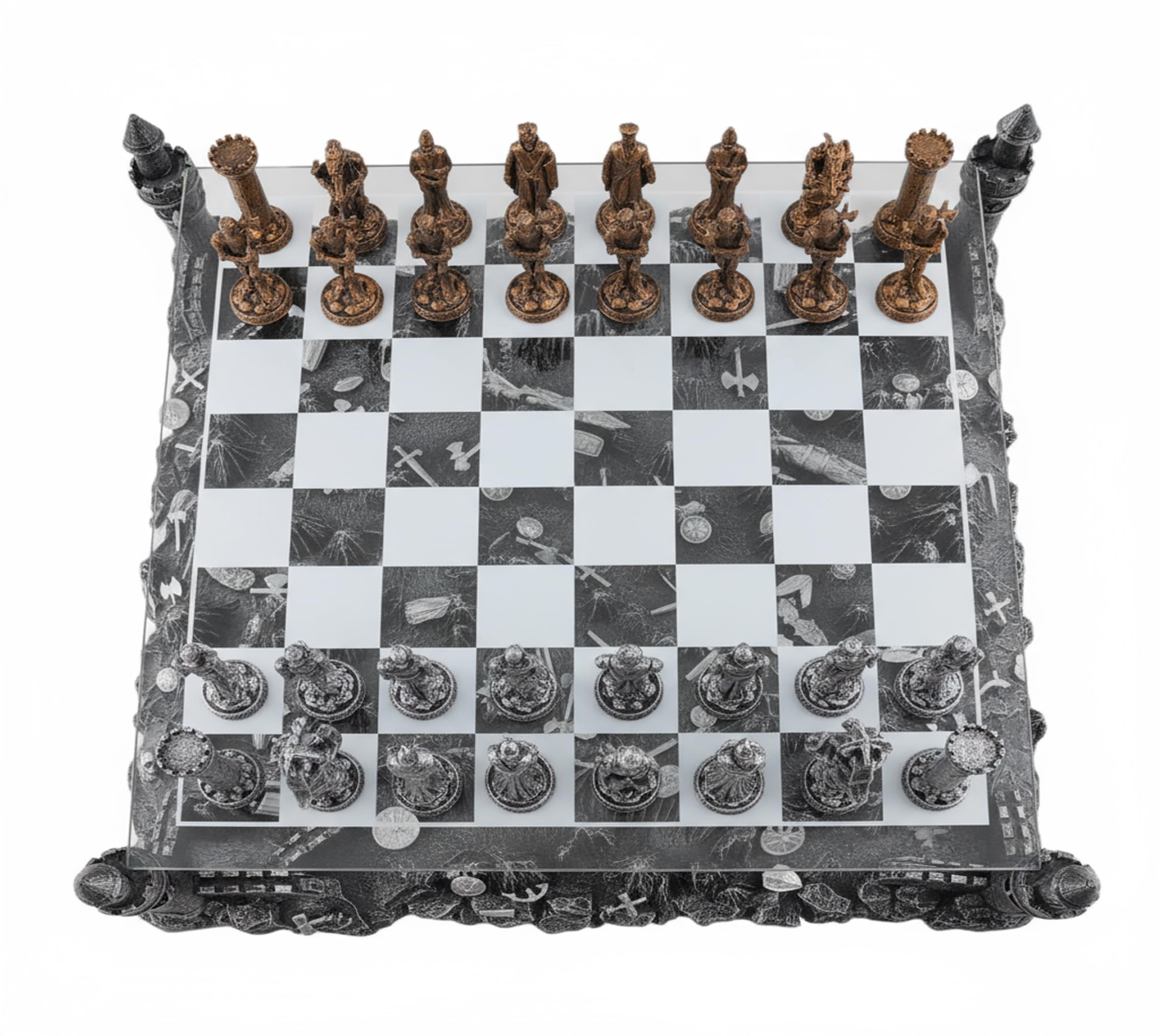 Joh. Vogler Figuren _ Shop Gmbh Lata Ajedrez Caballero con Tablero Y Paisaje Tablero Ajedrez con 32 Figuen