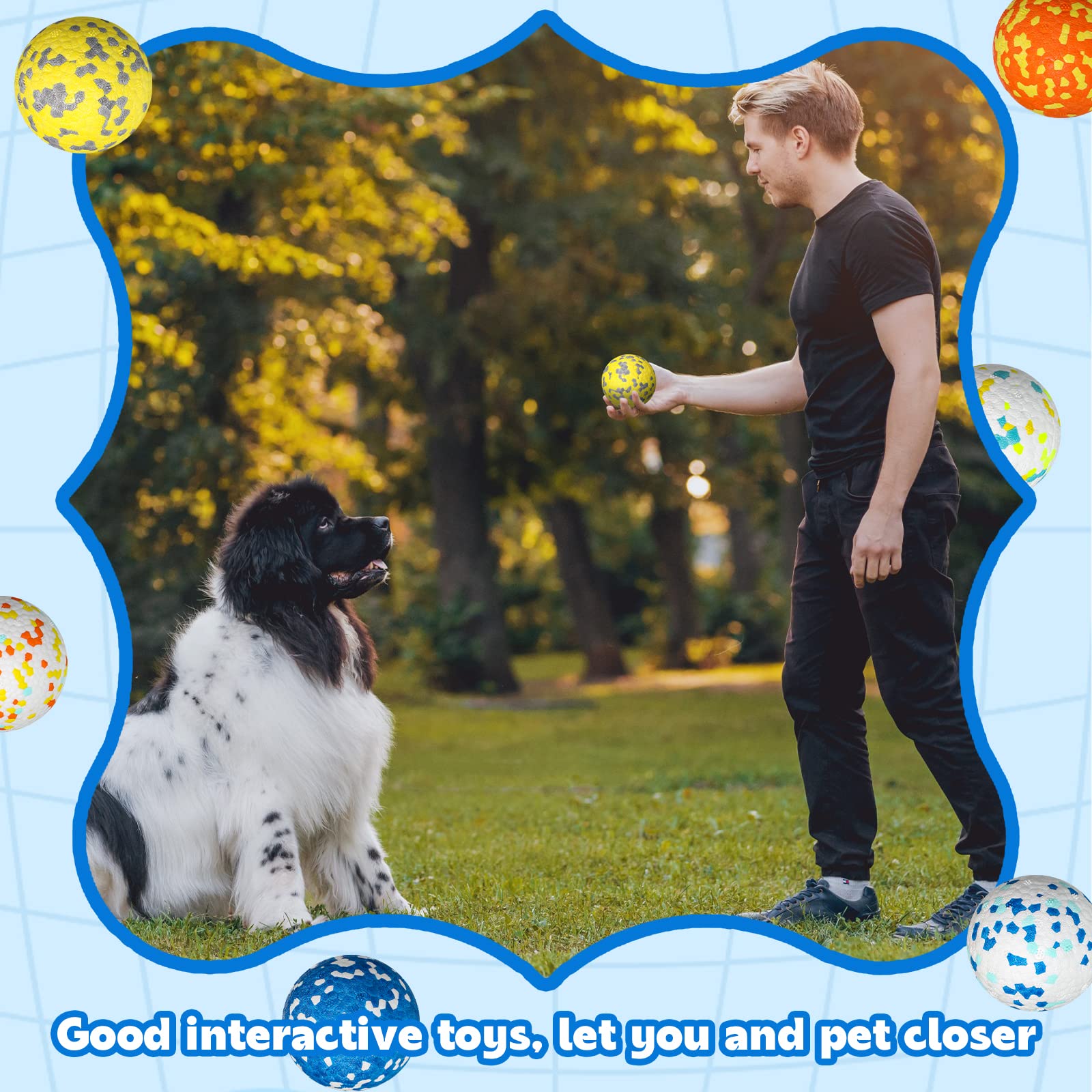 Lenwen 10 Stück Hundespielzeug-Ball für aggressive Kauer, interaktives Hundespielzeug, gegen Langeweile und stimulierender Hüpfball, Gummiball für große, mittelgroße und kleine Welpen, Apportieren